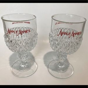 Vintage Apple Annie's Orlando Pensacola Diamond Point Glasses Set of 2 Goblets